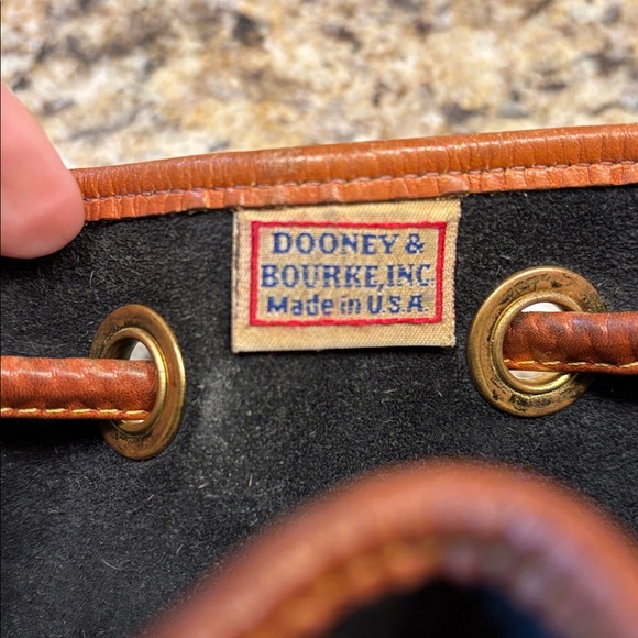 Dooney & Bourke Vintage All-Weather Leather Blue Drawstring Bucket Bag - Picture 7 of 8